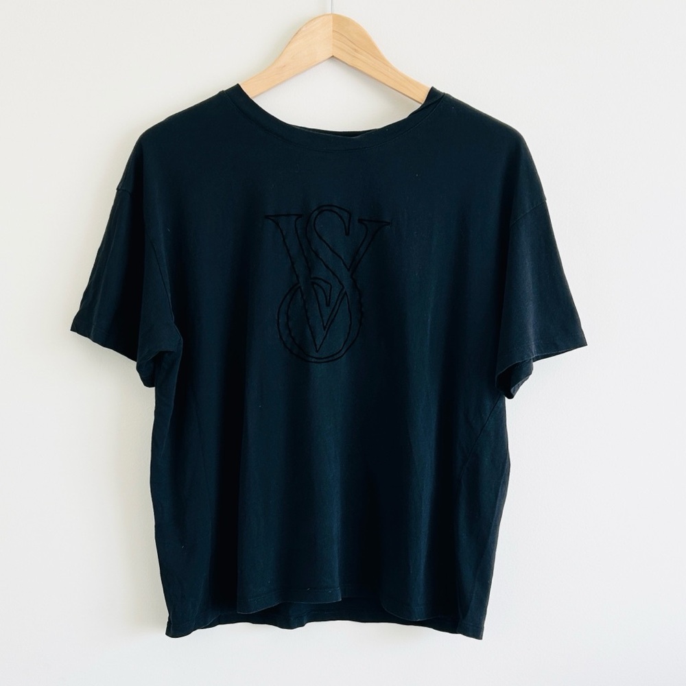 Victoria's Secret Black Short Sleeve VS Logo T-Shirt large